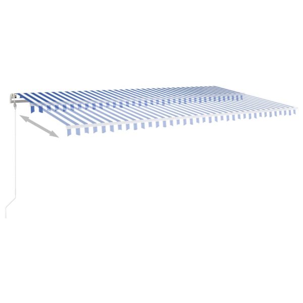 Tenda Da Sole Retrattile Manuale Con Pali 6x3m Blu E Bianca - Image 5