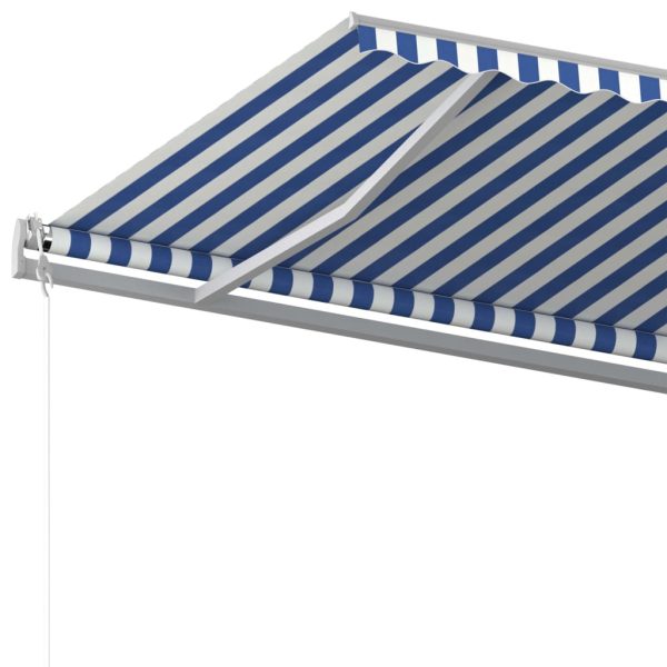 Tenda Da Sole Retrattile Manuale Con Pali 6x3m Blu E Bianca - Image 6