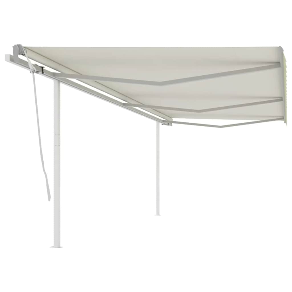 Tenda Da Sole Retrattile Manuale Con Pali 6x3m Crema