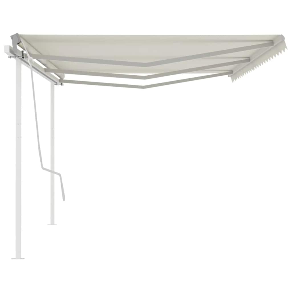 Tenda Da Sole Retrattile Manuale Con Pali 6x3m Crema - Image 4