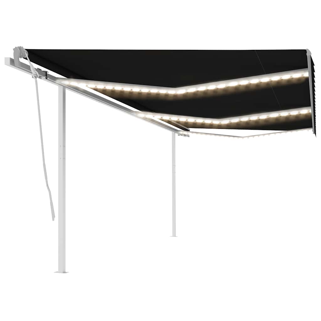 Tenda Da Sole Retrattile Manuale Con Led 6x3 M Antracite