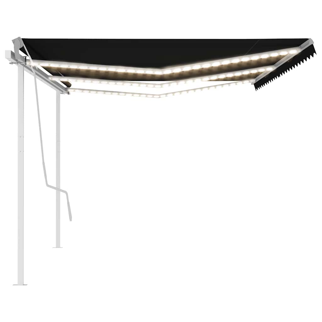 Tenda Da Sole Retrattile Manuale Con Led 6x3 M Antracite - Image 4