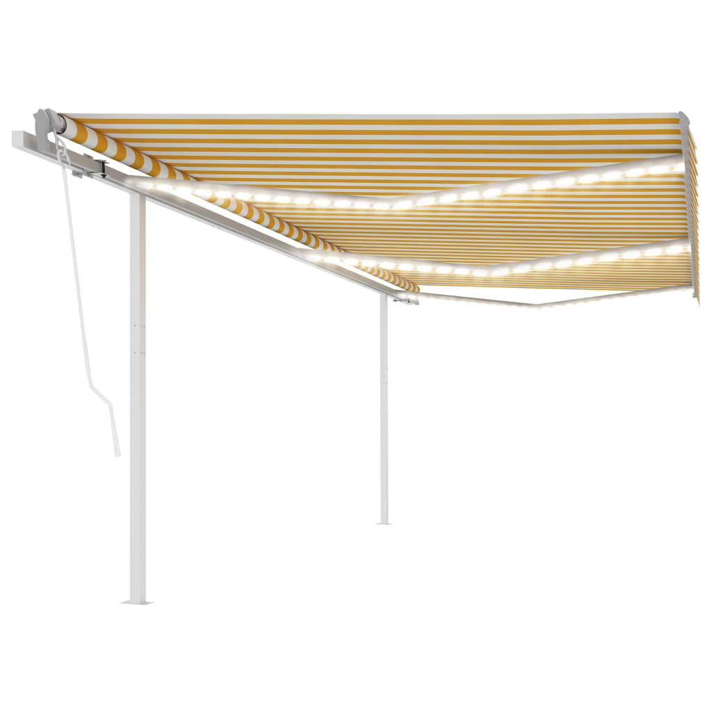 Tenda Automatica Con Sensore Vento E Led 6x3 M Gialla Bianca
