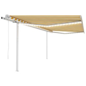 Tenda Automatica Con Sensore Vento Led 4,5x3,5m Gialla E Bianca