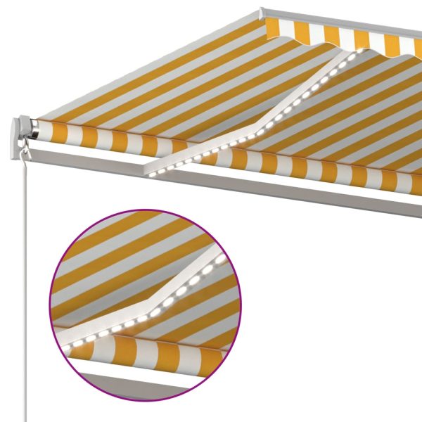 Tenda Automatica Con Sensore Vento Led 4,5x3,5m Gialla E Bianca - Image 6
