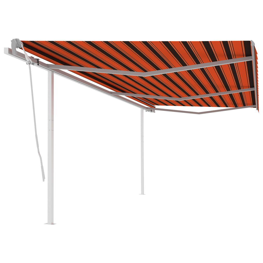 Tenda Retrattile Manuale Con Pali 6x3,5 M Arancio E Marrone