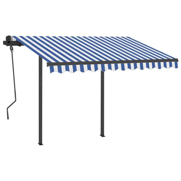 Tenda Da Sole Retrattile Manuale Con Led 3x2,5 M Blu E Bianco - Image 3