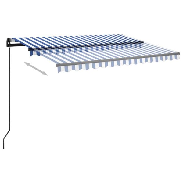 Tenda Da Sole Retrattile Manuale Con Led 3x2,5 M Blu E Bianco - Image 4