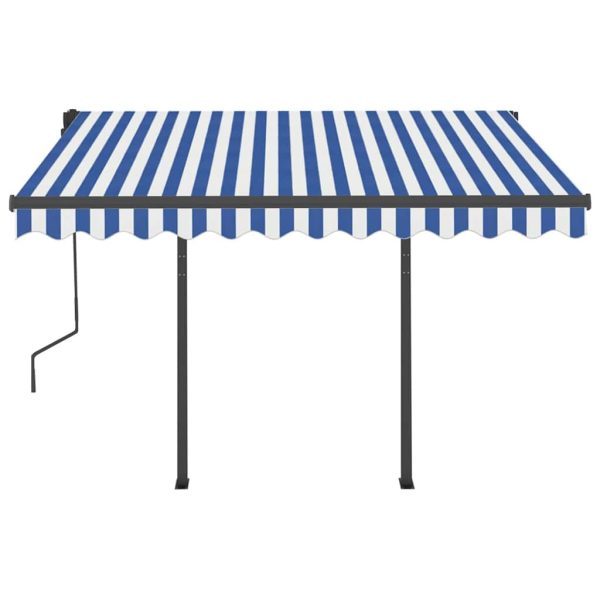 Tenda Da Sole Retrattile Manuale Con Led 3x2,5 M Blu E Bianco - Image 5
