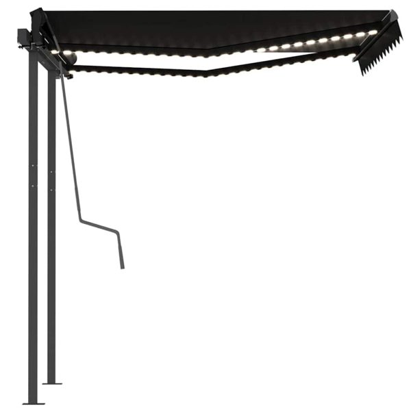 Tenda Da Sole Retrattile Manuale Con Led 3,5x2,5m Antracite - Image 6