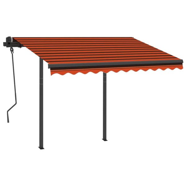 Tenda Retrattile Manuale Con Led 3,5x2,5m Arancio E Marrone - Image 3
