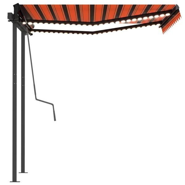 Tenda Retrattile Manuale Con Led 3,5x2,5m Arancio E Marrone - Image 6