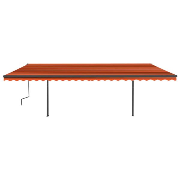 Tenda Da Sole Retrattile Manuale Con Led 6x3 M Arancio Marrone - Image 3