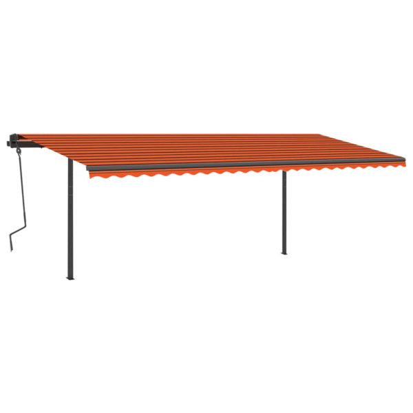 Tenda Da Sole Retrattile Manuale Con Led 6x3 M Arancio Marrone - Image 4