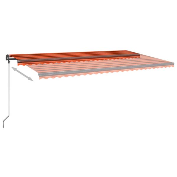 Tenda Da Sole Retrattile Manuale Con Led 6x3 M Arancio Marrone - Image 5