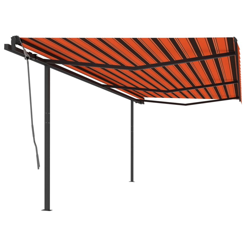 Tenda Da Sole Retrattile Automatica Pali 6x3 M Arancio Marrone