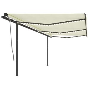 Tenda Da Sole Automatica Con Sensore Vento E Led 6x3 M Crema