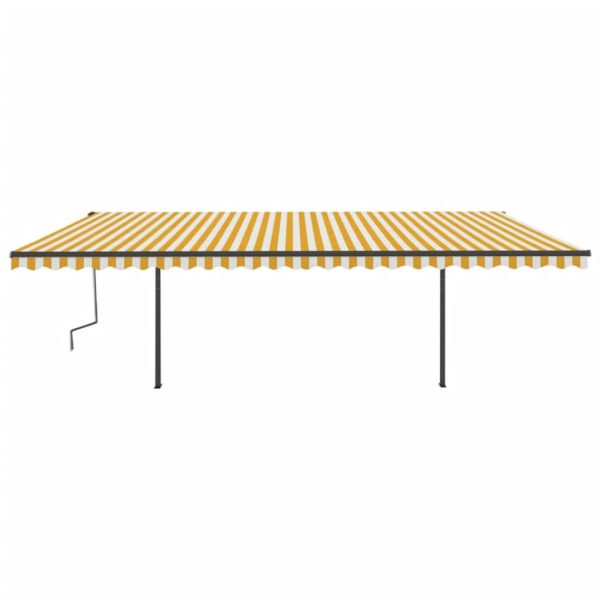 Tenda Da Sole Retrattile Manuale Con Led 6x3,5 M Gialla Bianca - Image 3