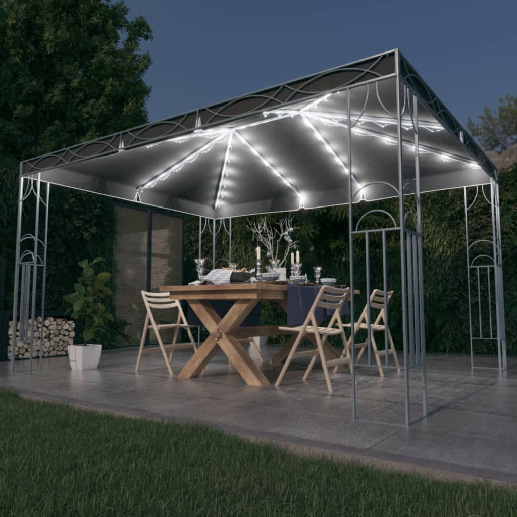 Gazebo Con Stringa Di Luci Led 400x300 Cm Antracite