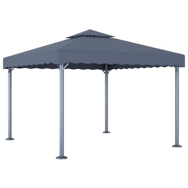 Gazebo Con Stringa Di Luci Led 300x300 Cm Antracite Alluminio - Image 3