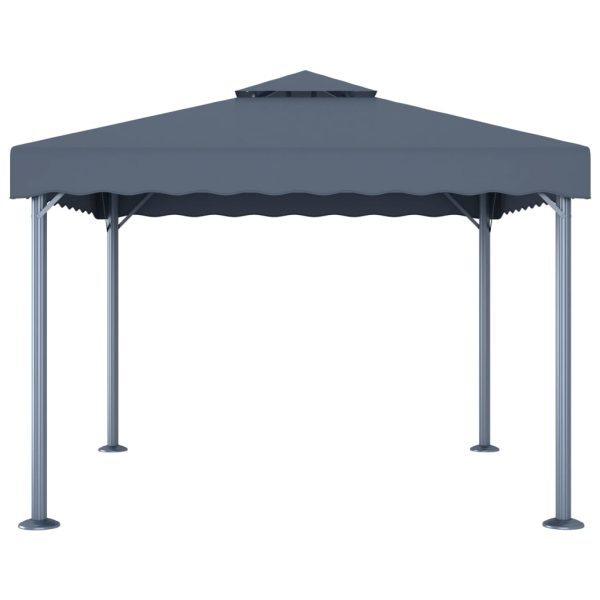 Gazebo Con Stringa Di Luci Led 300x300 Cm Antracite Alluminio - Image 4