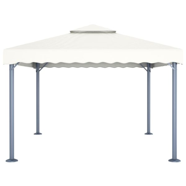Gazebo Con Stringa Di Luci Led 400x300 Cm Crema In Alluminio - Image 4