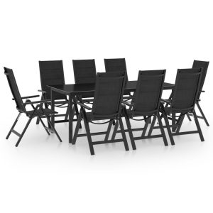 Set Mobili Da Pranzo Per Giardino 9 Pz In Alluminio Antracite