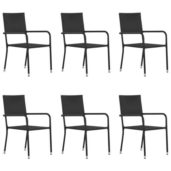 Set Mobili Da Pranzo Per Giardino 7 Pz In Polyrattan Nero - Image 3