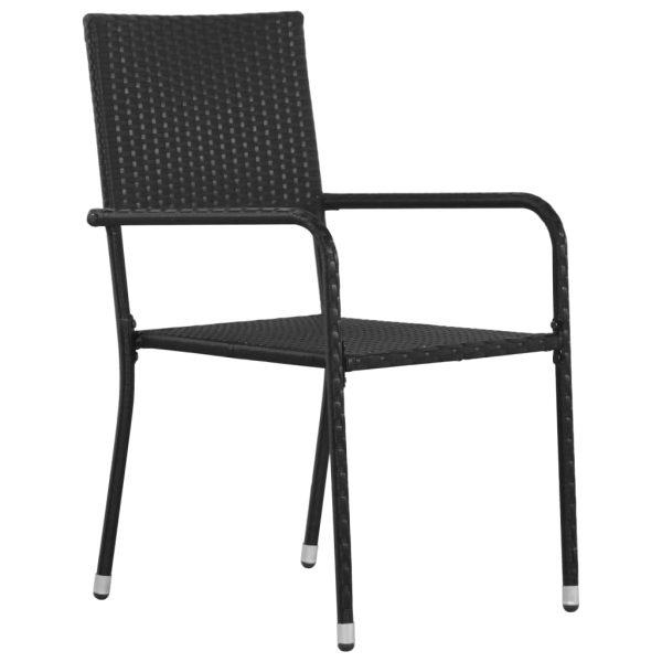 Set Mobili Da Pranzo Per Giardino 7 Pz In Polyrattan Nero - Image 4