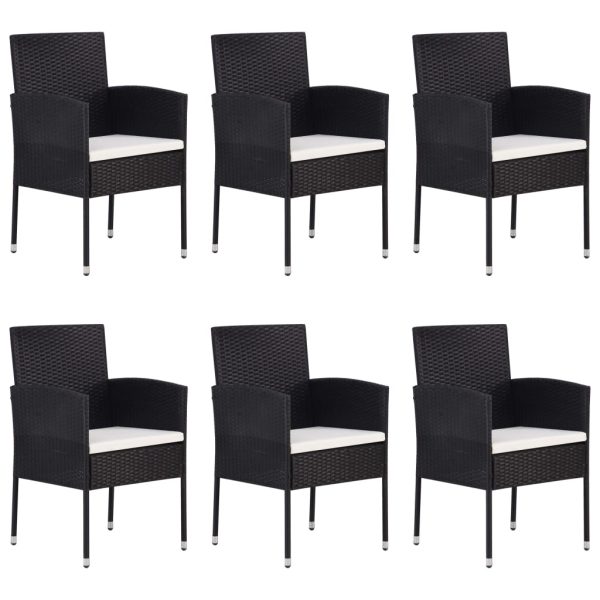 Set Mobili Da Pranzo Per Giardino 7 Pz In Polyrattan Nero - Image 3