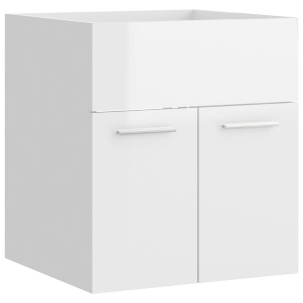 Mobile Bagno Con Lavabo Integrato Bianco Lucido In Truciolato - Image 5