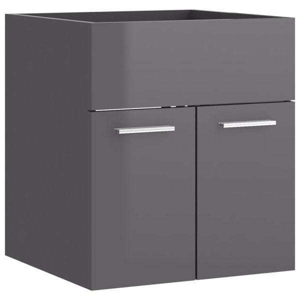 Mobile Bagno Con Lavabo Integrato Grigio Lucido In Truciolato - Image 5