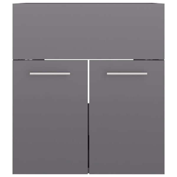 Mobile Bagno Con Lavabo Integrato Grigio Lucido In Truciolato - Image 6