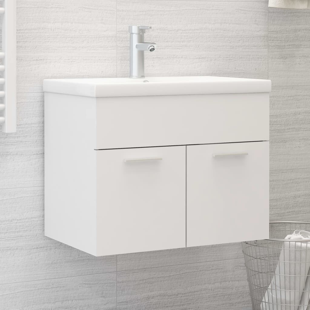 Mobile Bagno Con Lavabo Integrato Bianco In Truciolato