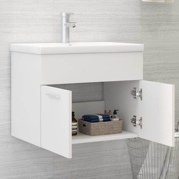 Mobile Bagno Con Lavabo Integrato Bianco In Truciolato - Image 3