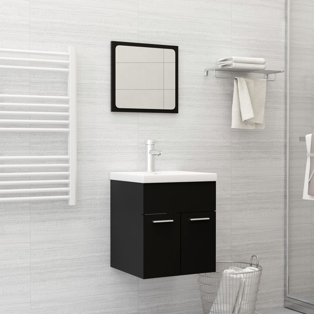 Set Mobili Da Bagno Nero In Truciolato
