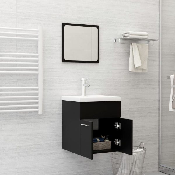Set Mobili Da Bagno Nero In Truciolato - Image 3
