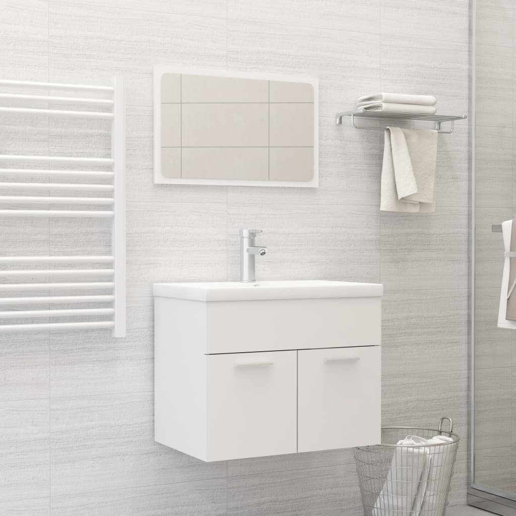 Set Mobili Da Bagno Bianco In Truciolato