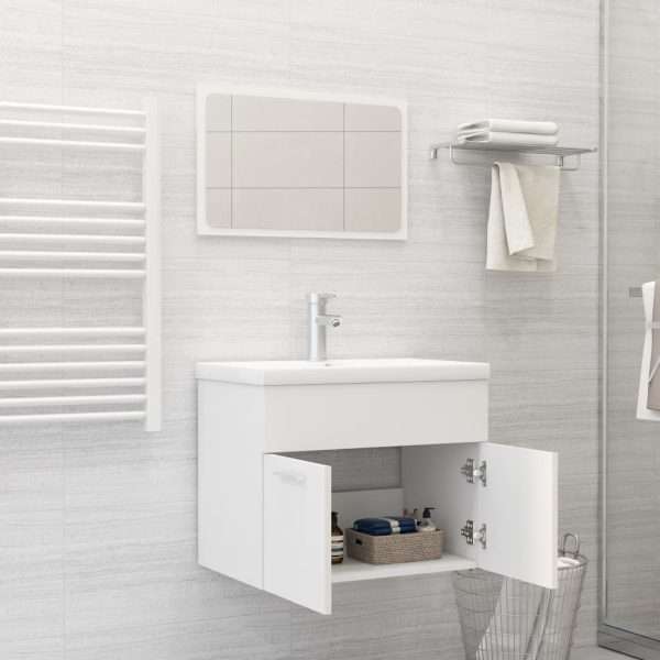 Set Mobili Da Bagno Bianco In Truciolato - Image 3