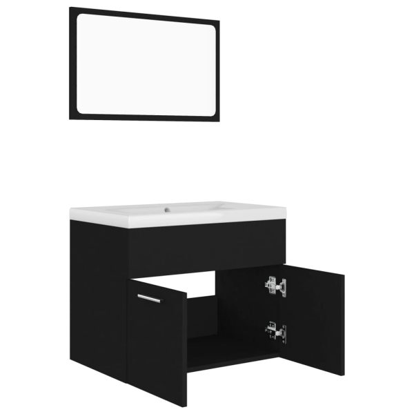 Set Mobili Da Bagno Nero In Truciolato - Image 5