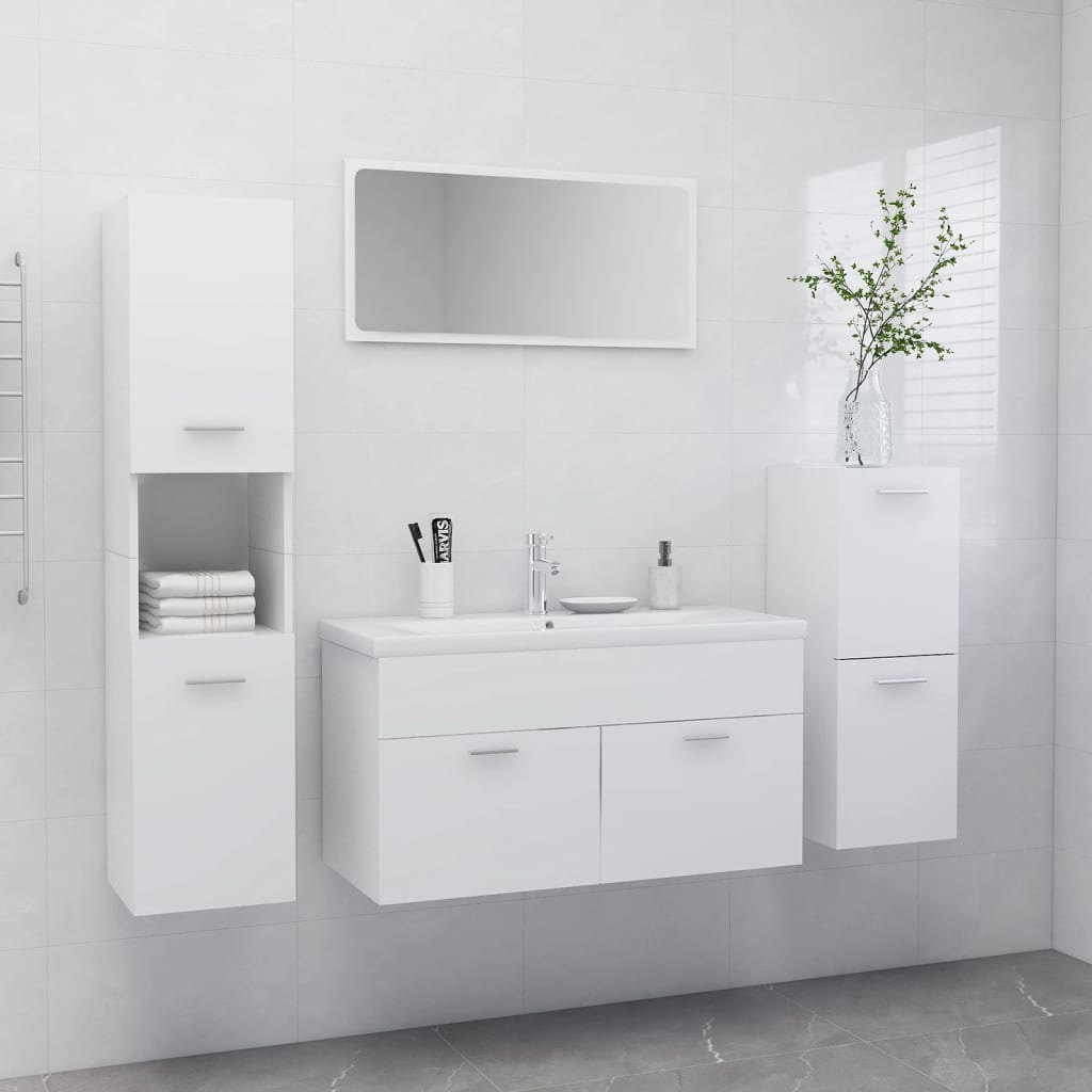 Set Mobili Da Bagno Bianco In Truciolato