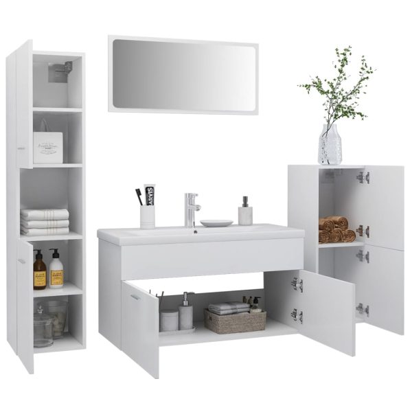 Set Mobili Da Bagno Bianco In Truciolato - Image 3