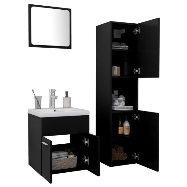 Set Mobili Da Bagno Nero In Truciolato - Image 3