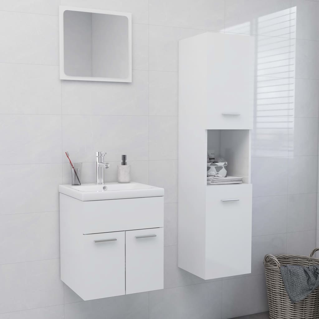 Set Mobili Da Bagno Bianco Lucido In Truciolato