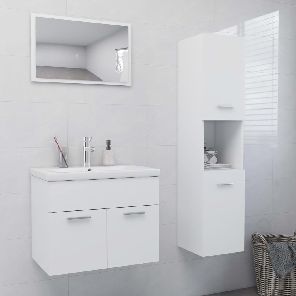 Set Mobili Da Bagno Bianco In Truciolato