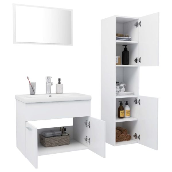 Set Mobili Da Bagno Bianco In Truciolato - Image 3