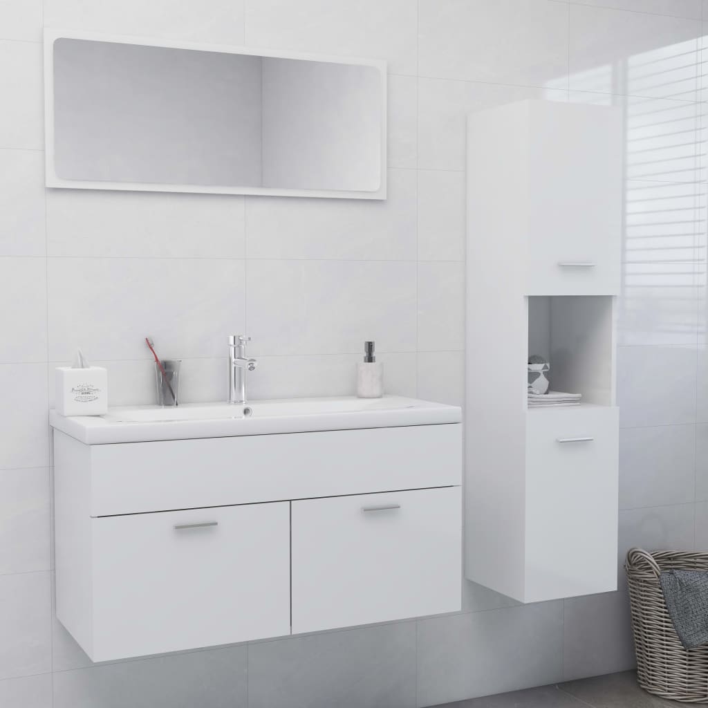Set Mobili Da Bagno Bianco Lucido In Truciolato