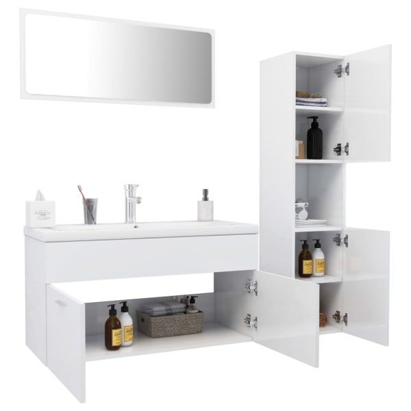 Set Mobili Da Bagno Bianco Lucido In Truciolato - Image 3