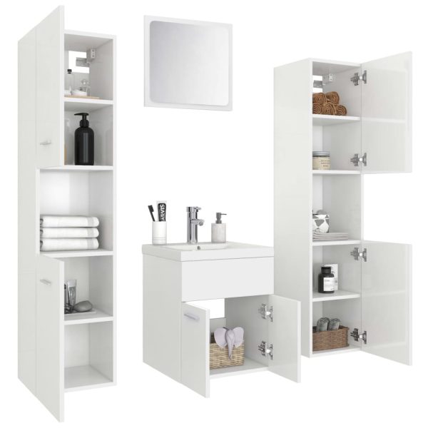 Set Mobili Da Bagno Bianco Lucido In Truciolato - Image 3