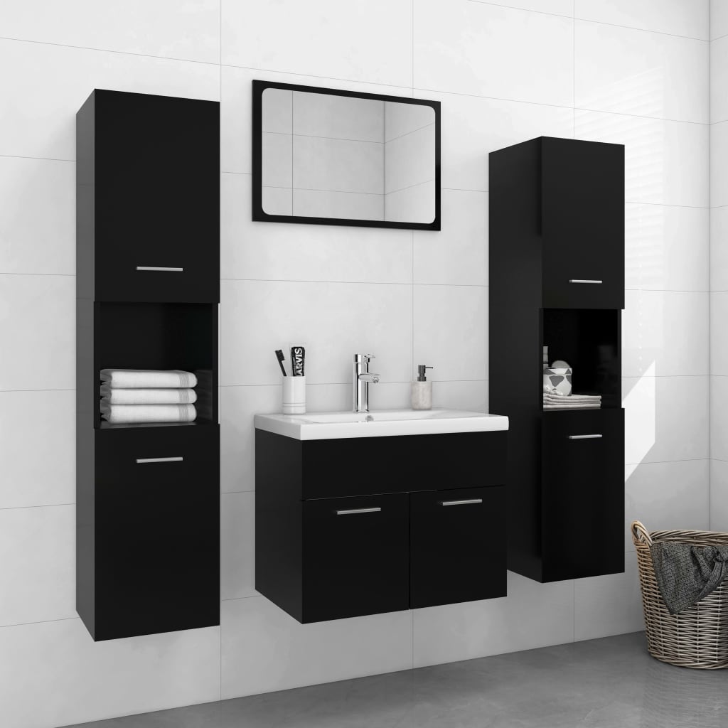 Set Mobili Da Bagno Nero In Truciolato